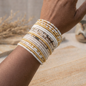 White Mixed Seed Bead Bracelet Set (10pc)