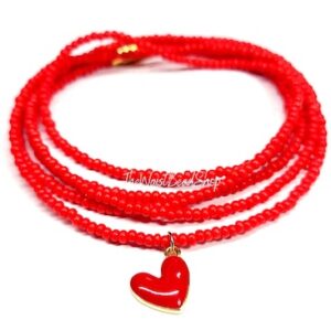 Red Heart Charm Waist Beads