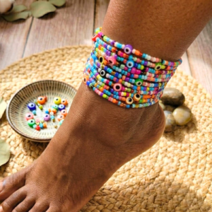 Rainbow Evil Eye Anklet Set
