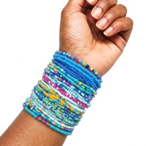 Blue Seed Bead Bracelet Set (10pc)