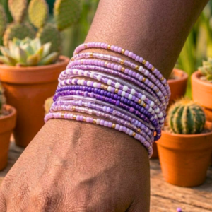 Amethyst Seed Bead Bracelet Stack (10pc)