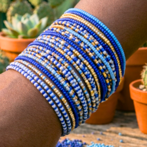 Blue Seed Bead Bracelet Set (10pc)