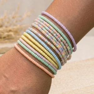 Pastel Seed Bead Bracelet Set (10pc)