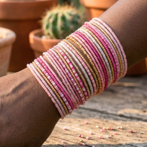 Pink Seed Bead Bracelet Set (10pc)