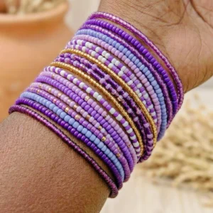 Amethyst Seed Bead Bracelet Set (10pc)