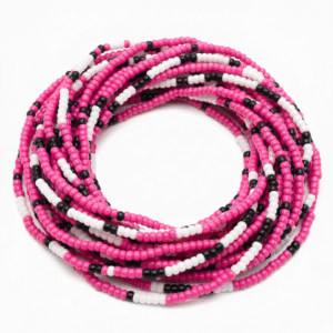 Hot Pink Black + White Waist Beads