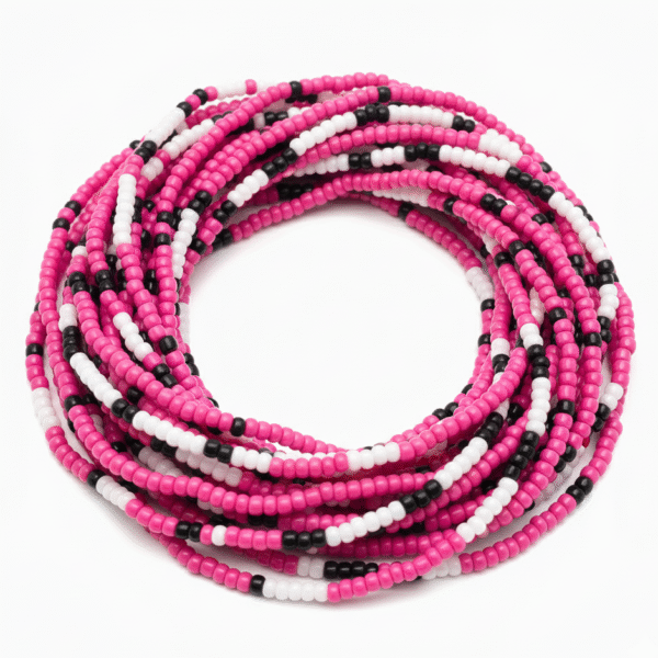 Hot Pink Black + White Waist Beads