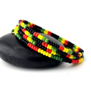 Rasta Color Block Memory Wire Bracelet