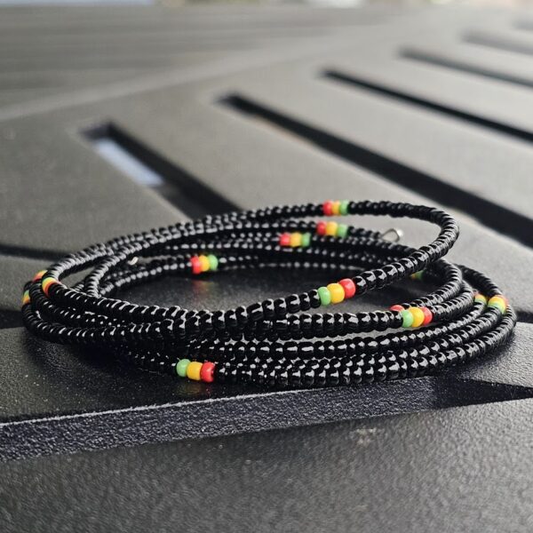 Black Rasta Memory Wire Bracelet - Image 3