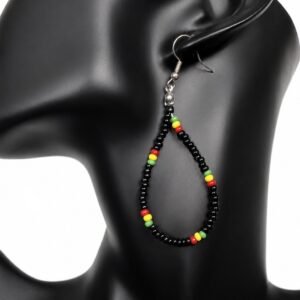 Rasta Earrings Teardrop - Black