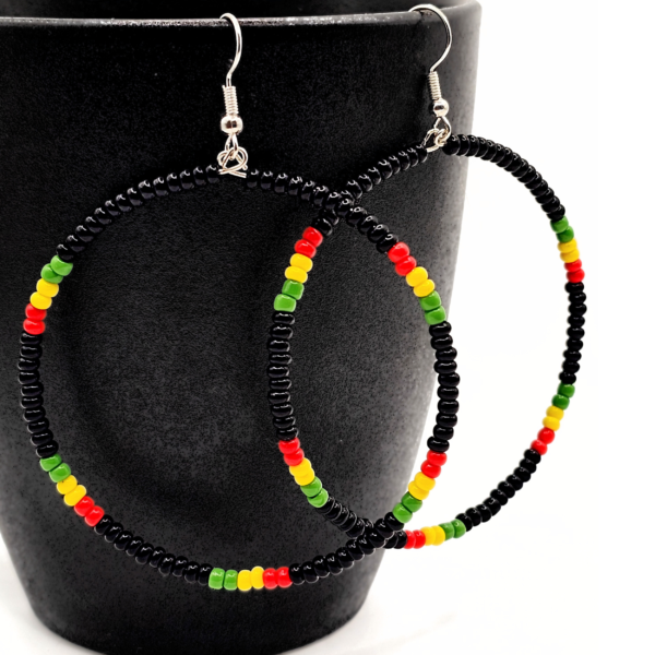 Large Rasta Beaded Earrings