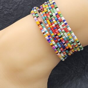 5 Rainbow Beaded Anklets