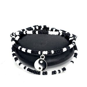 Yin Yang Memory Wire Bracelet Set