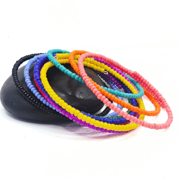10 Solid Color Boho Seed Bead Bracelets - Image 2