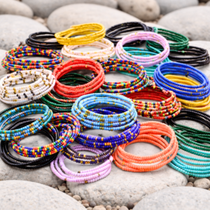 Multicolor Seed Bead Memory Wire Bracelet