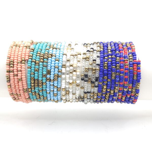 Memory Wire Bracelet Mixed with Gold Beads - Image 2