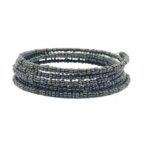 Black & Green Striped Memory Wire Bracelet