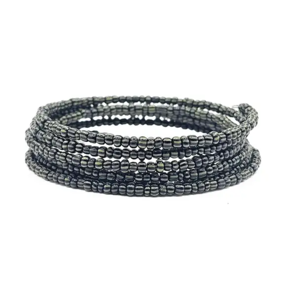 Black & Green Striped Memory Wire Bracelet - Image 2