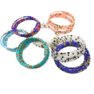 Memory Wire Bracelet Mixed with Gold Beads