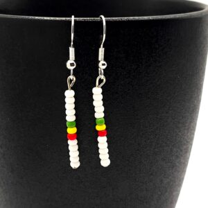 Rasta White Bead Earrings