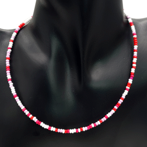 Necklace - red pink white