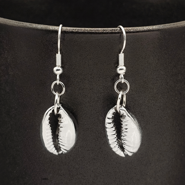 Silver-Plated Cowrie Shell Earrings - Image 2