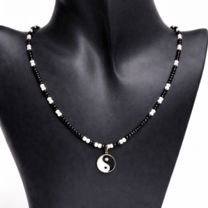 Beaded Yin Yang Charm Necklace