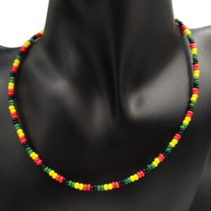 Beaded Rasta Block Necklace