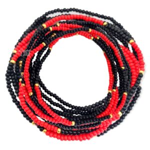 Red black gold waist beads