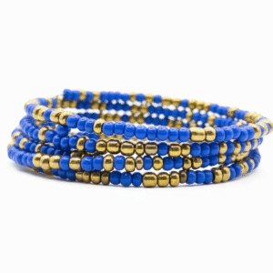 Blue with Gold Memory Wire Bracelet