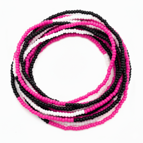 Pink Black and White Waist Beads