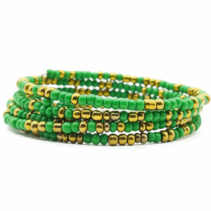 Green with Gold Memory Wire Bracelet
