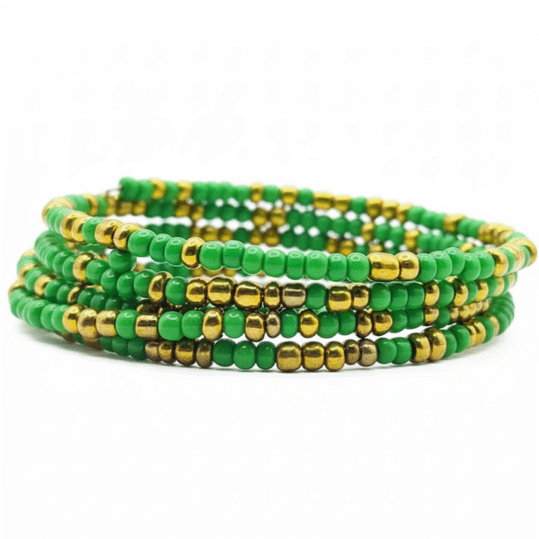 Green with Gold Memory Wire Bracelet