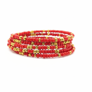 Red with Gold Memory Wire Bracelet