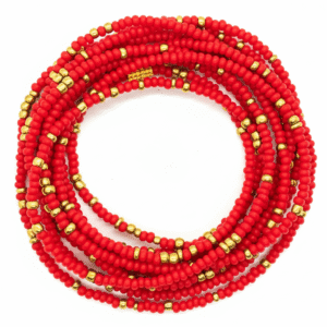 Gold & Red Waist Beads