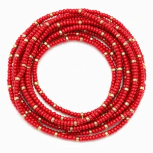 Gold & Red Waist Beads