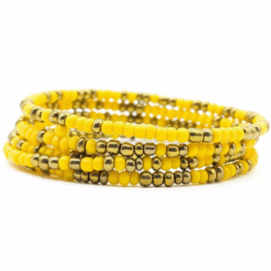 Yellow with Gold Memory Wire Bracelet