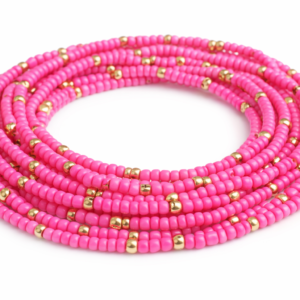 Hot Pink and Gold Waist Beads