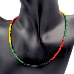 Beaded Rasta Block Necklace
