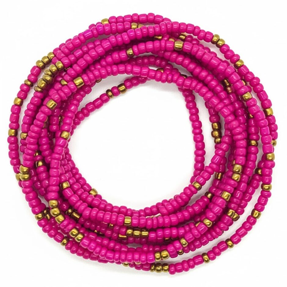 Hot Pink and Gold Waist Beads