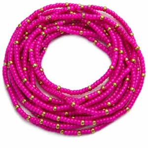 Hot Pink and Gold Waist Beads