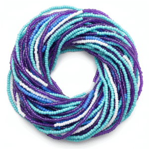 Purple, Blues, and White Waist Beads