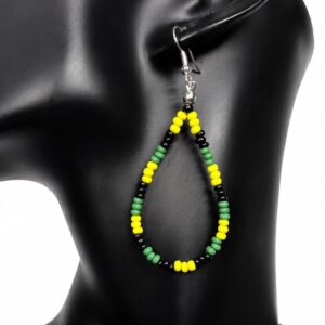 Jamaican Flag Earrings Teardrop